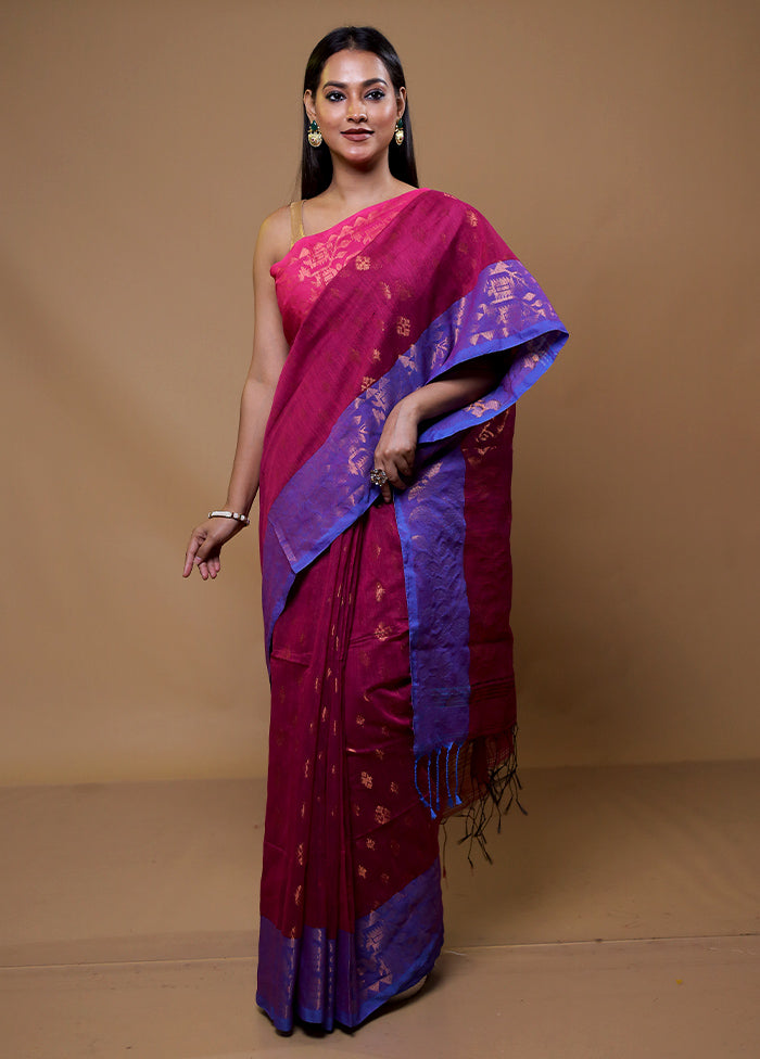 Pink Cotton Saree With Blouse Piece
