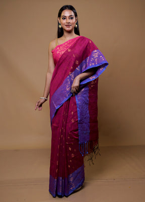 Pink Cotton Saree With Blouse Piece