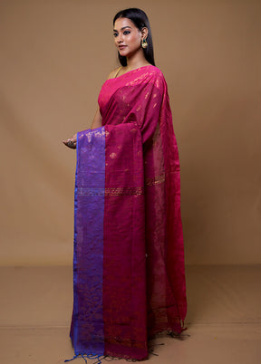 Pink Cotton Saree With Blouse Piece