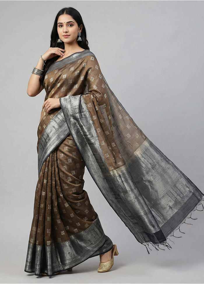 Green Tussar Silk Saree With Blouse Piece