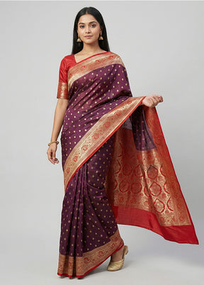 Grey Tanchoi Silk Saree With Blouse Piece