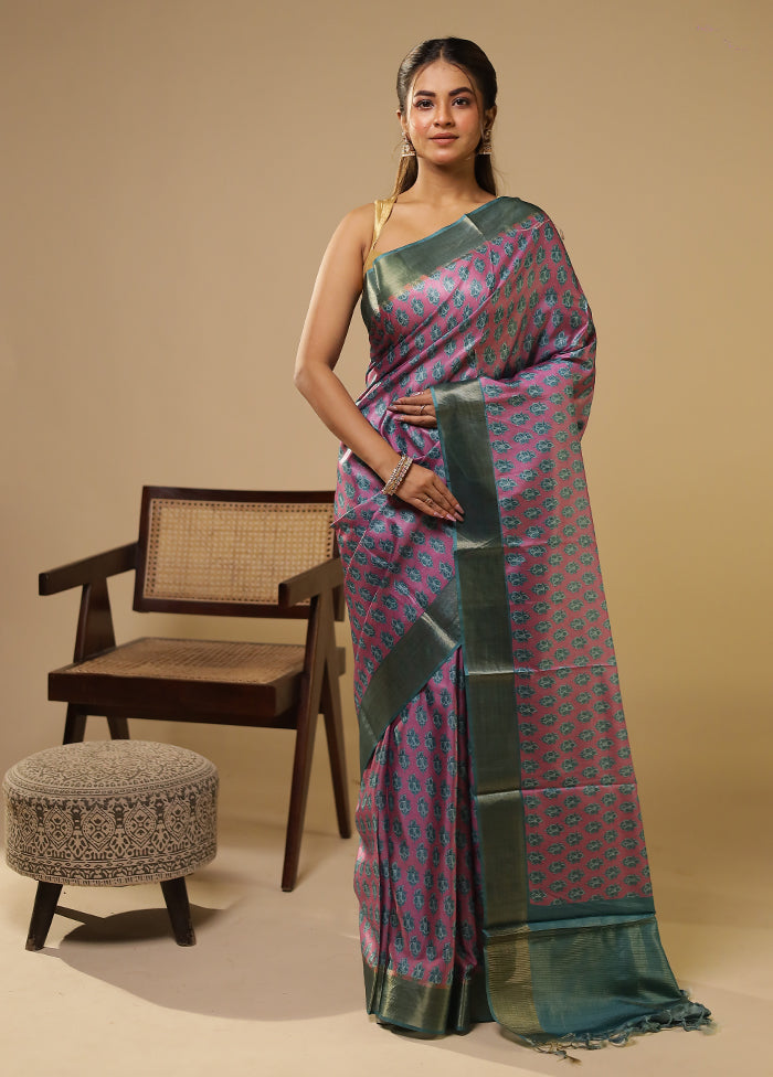 Pink Dupion Silk Saree With Blouse Piece