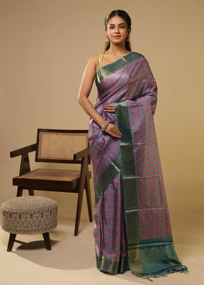 Pink Dupion Silk Saree With Blouse Piece