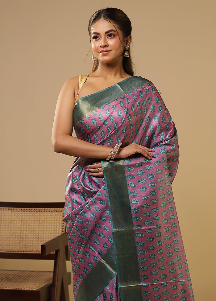 Pink Dupion Silk Saree With Blouse Piece