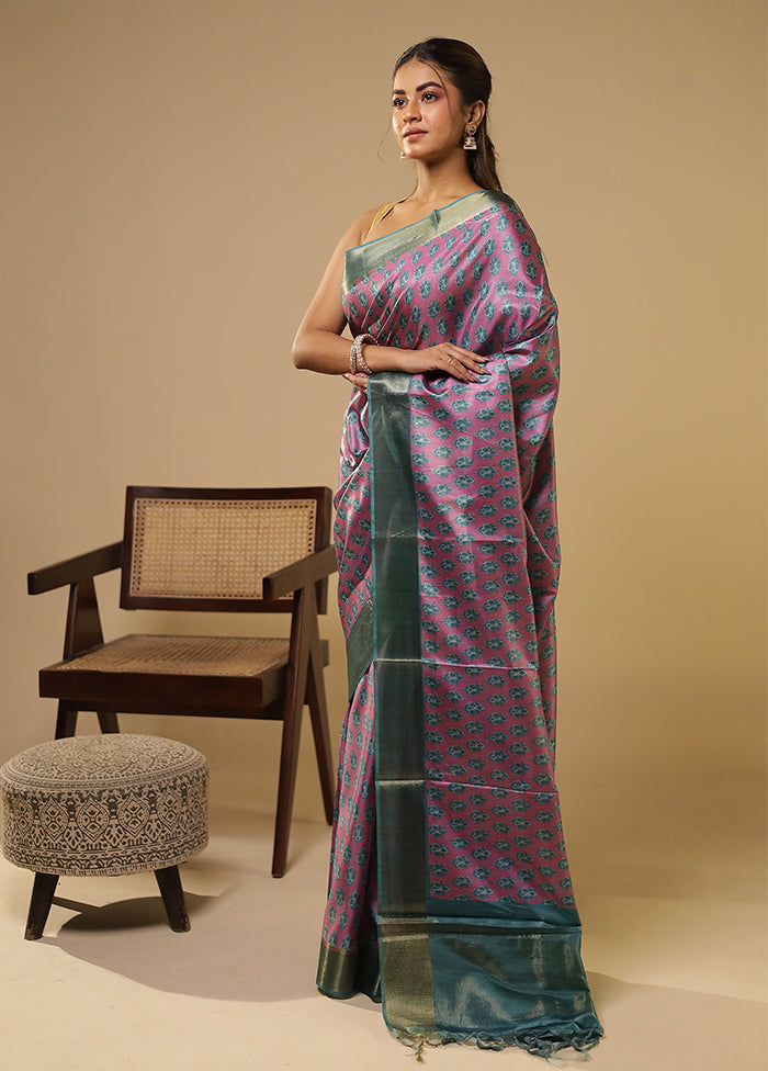 Pink Dupion Silk Saree With Blouse Piece