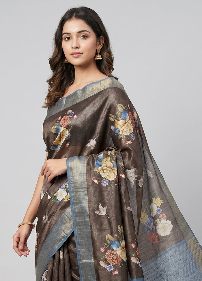 Maroon Dupion Silk Saree With Blouse Piece