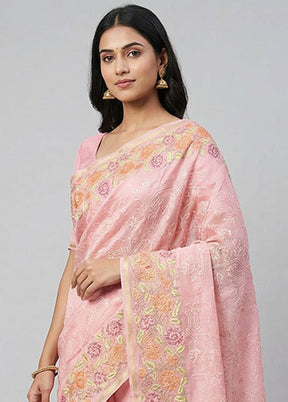Pink Organza Saree With Blouse Piece