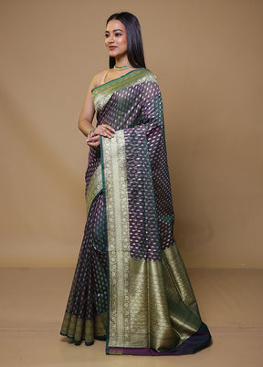 Purple Organza Saree With Blouse Piece