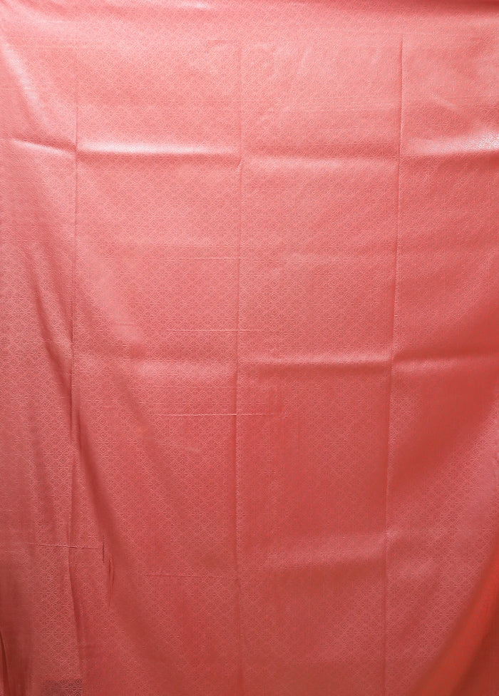Peach Dupion Silk Saree With Blouse Piece