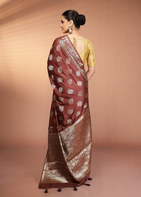 Brown Cotton Saree With Blouse Piece