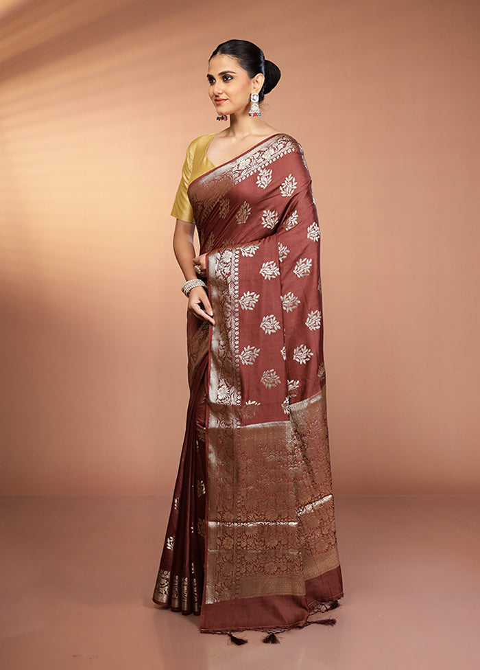 Brown Cotton Saree With Blouse Piece