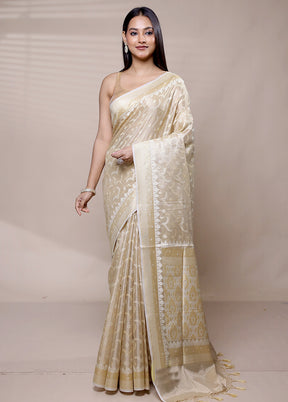 Cream Tissue Silk Saree With Blouse Piece