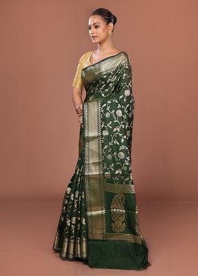 Green Dupion Silk Saree With Blouse Piece