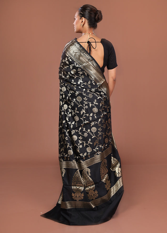 Black Dupion Silk Saree With Blouse Piece