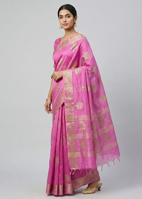 Pink Organza Saree With Blouse Piece