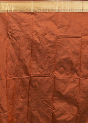 Rust Kanjivaram Silk Saree With Blouse Piece