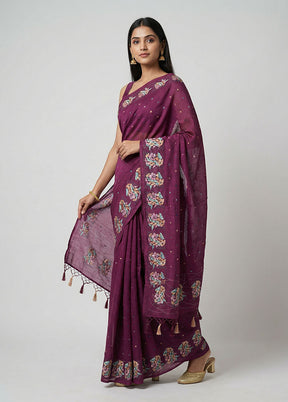 Pink Tussar Silk Saree With Blouse Piece
