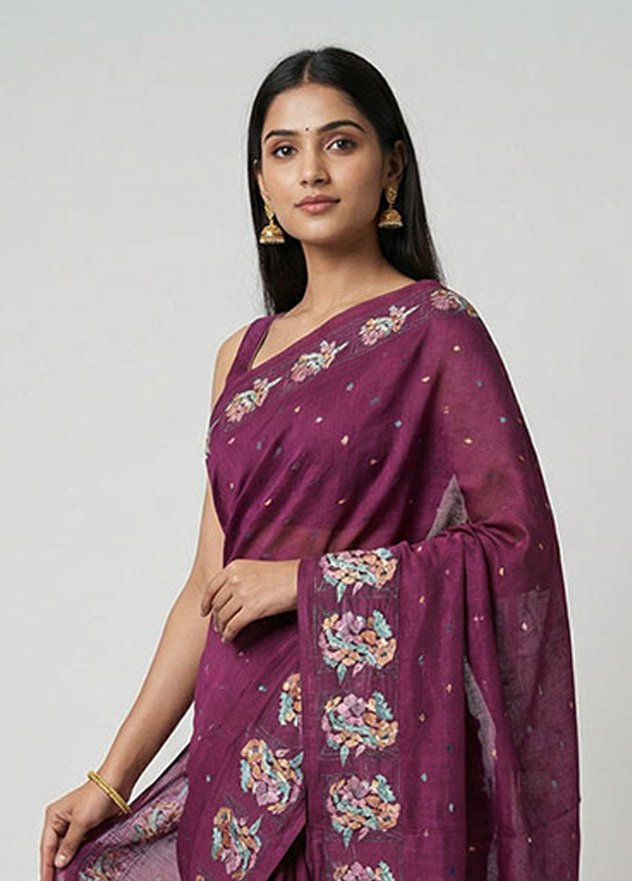 Pink Tussar Silk Saree With Blouse Piece