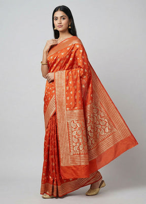 Red Banarasi Silk Saree With Blouse Piece