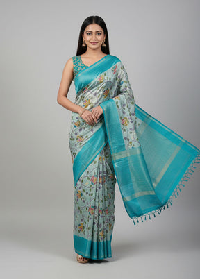 Green Tissue Silk Saree With Blouse Piece