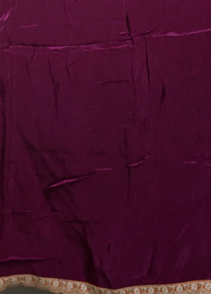 Purple Chiffon Silk Saree With Blouse Piece