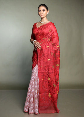 Red Cotton Saree With Blouse Piece