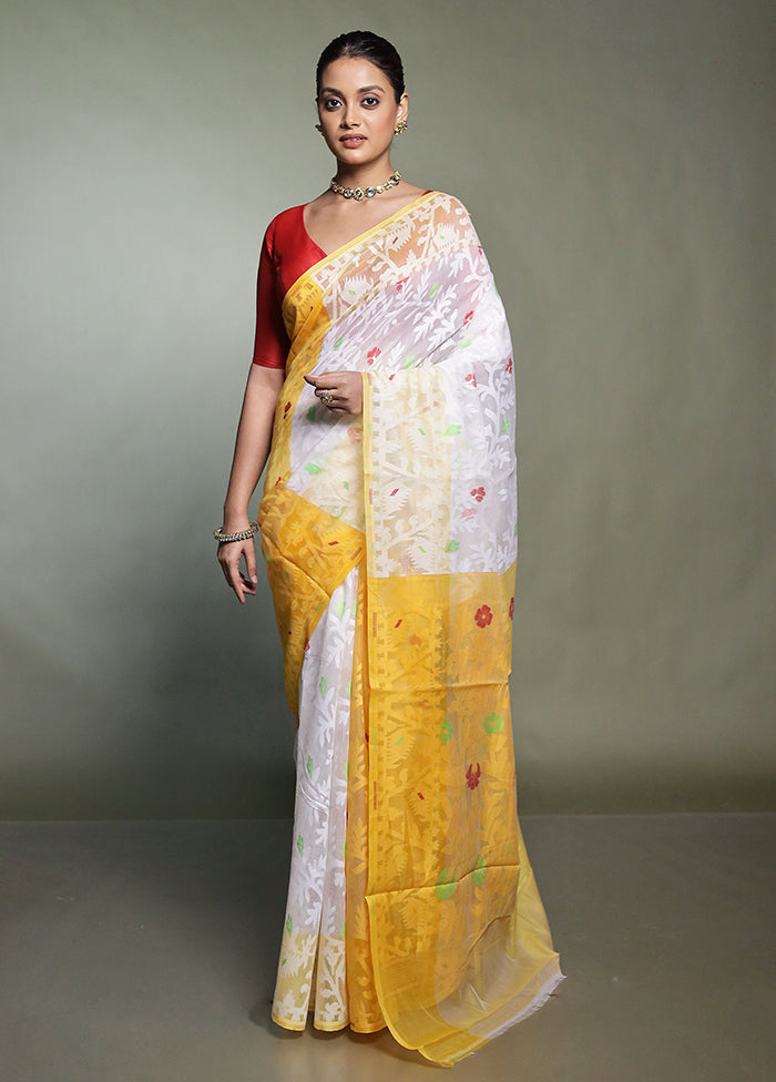 Yellow Cotton Saree With Blouse Piece