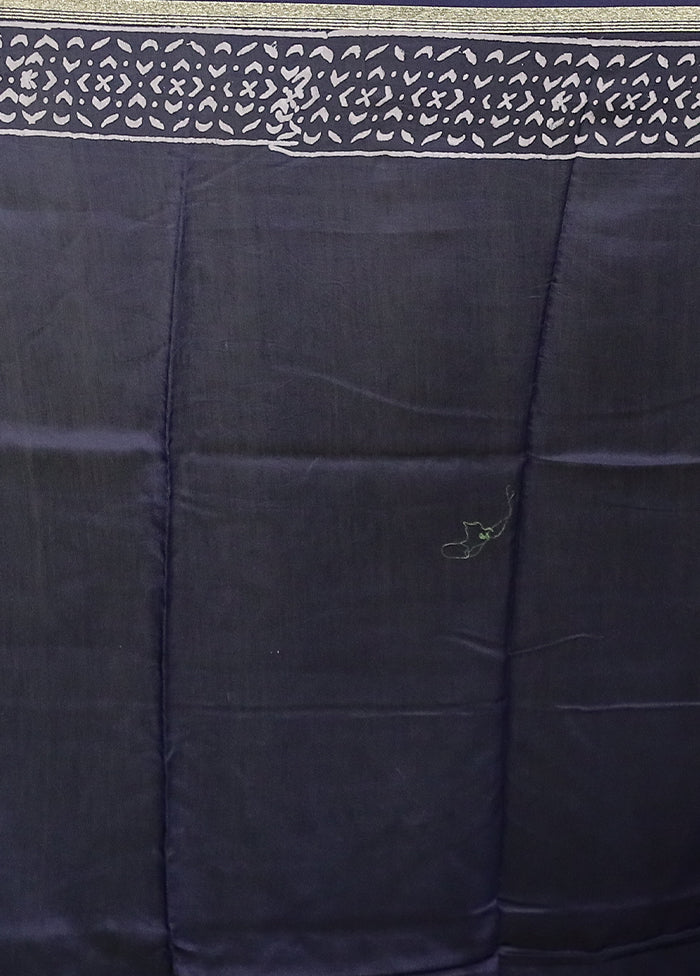 Blue Chanderi Cotton Saree With Blouse Piece