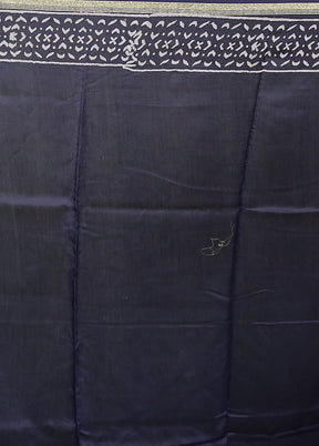 Blue Chanderi Cotton Saree With Blouse Piece
