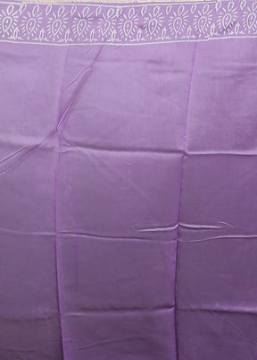 Purple Chanderi Cotton Saree With Blouse Piece