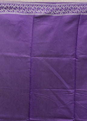 Purple Chanderi Cotton Saree With Blouse Piece