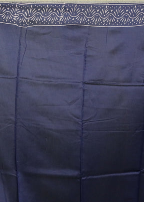Blue Chanderi Cotton Saree With Blouse Piece