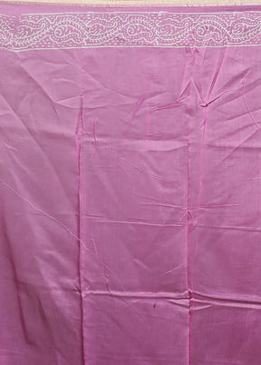 Pink Chanderi Cotton Saree With Blouse Piece