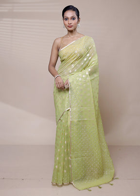 Green Organza Saree With Blouse Piece