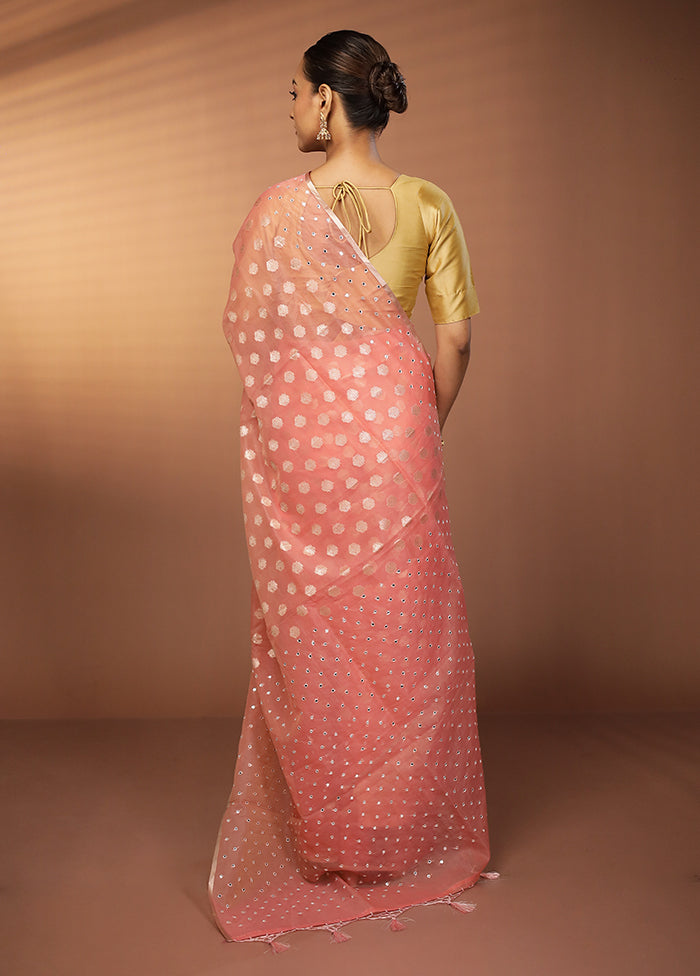 Pink Organza Saree With Blouse Piece