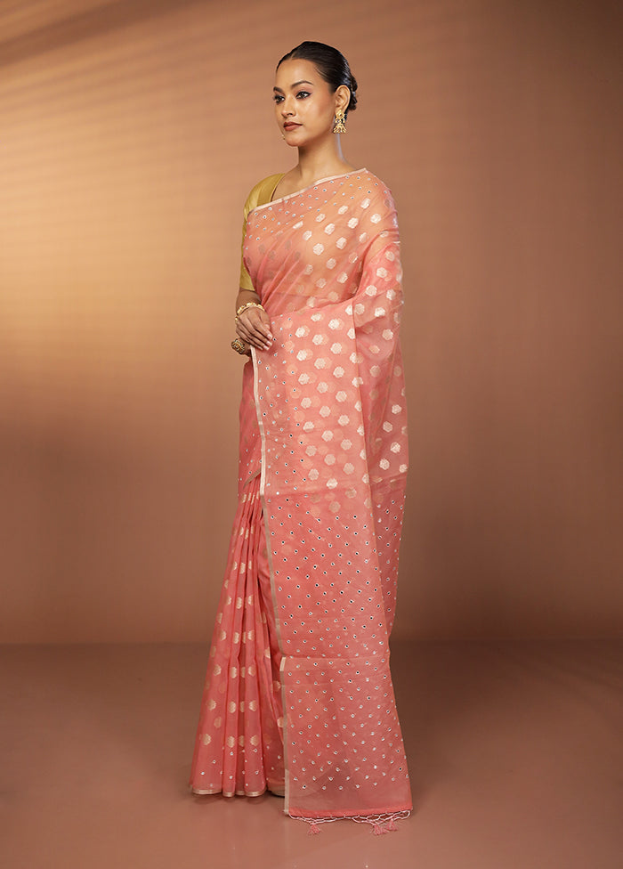 Pink Organza Saree With Blouse Piece