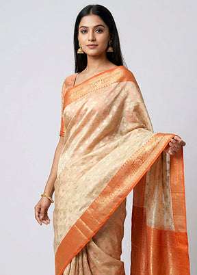 Cream Organza Saree With Blouse Piece