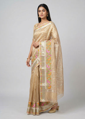 Pink Tissue Silk Saree With Blouse Piece