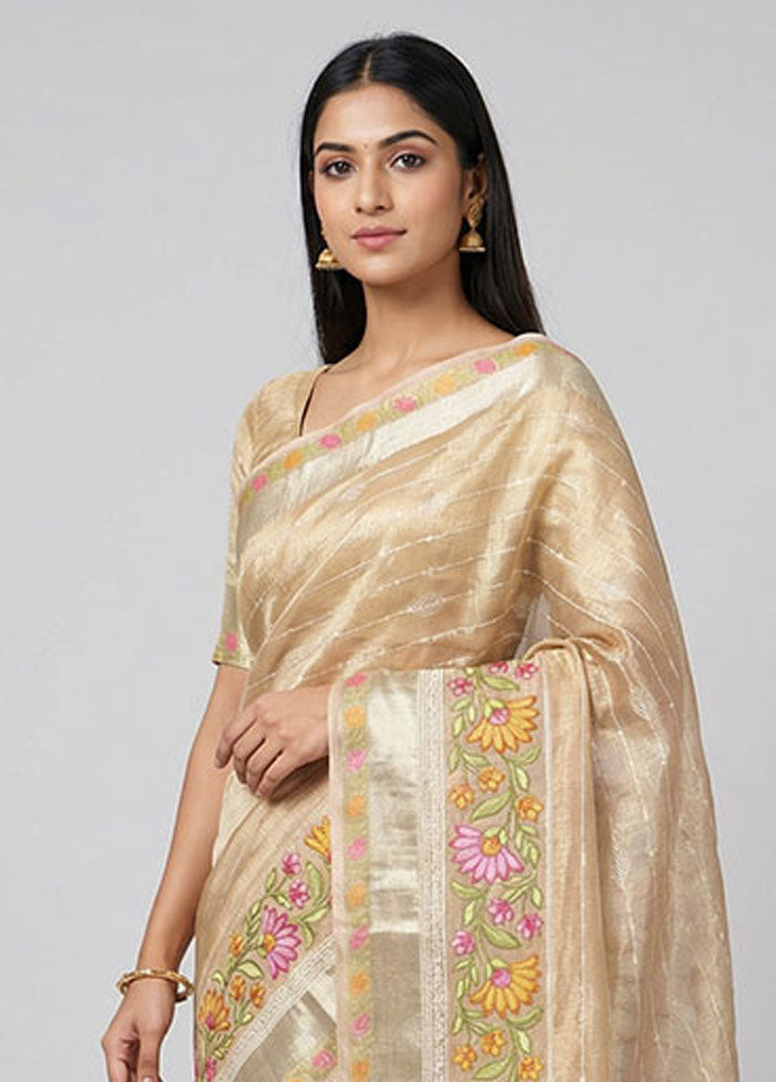 Pink Tissue Silk Saree With Blouse Piece