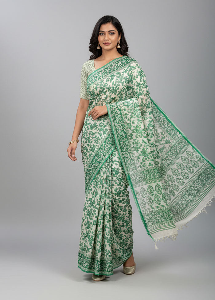 White Cotton Saree With Blouse Piece