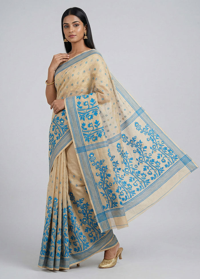 Pink Jamdani Cotton Saree Without Blouse Piece