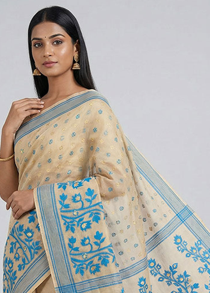 Pink Jamdani Cotton Saree Without Blouse Piece