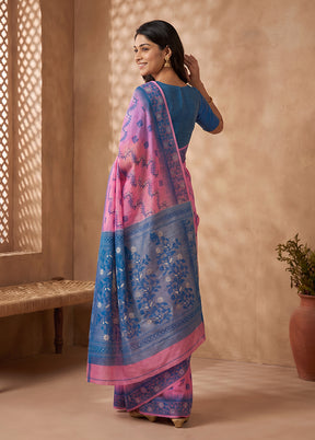 Blue Jamdani Cotton Saree Without Blouse Piece