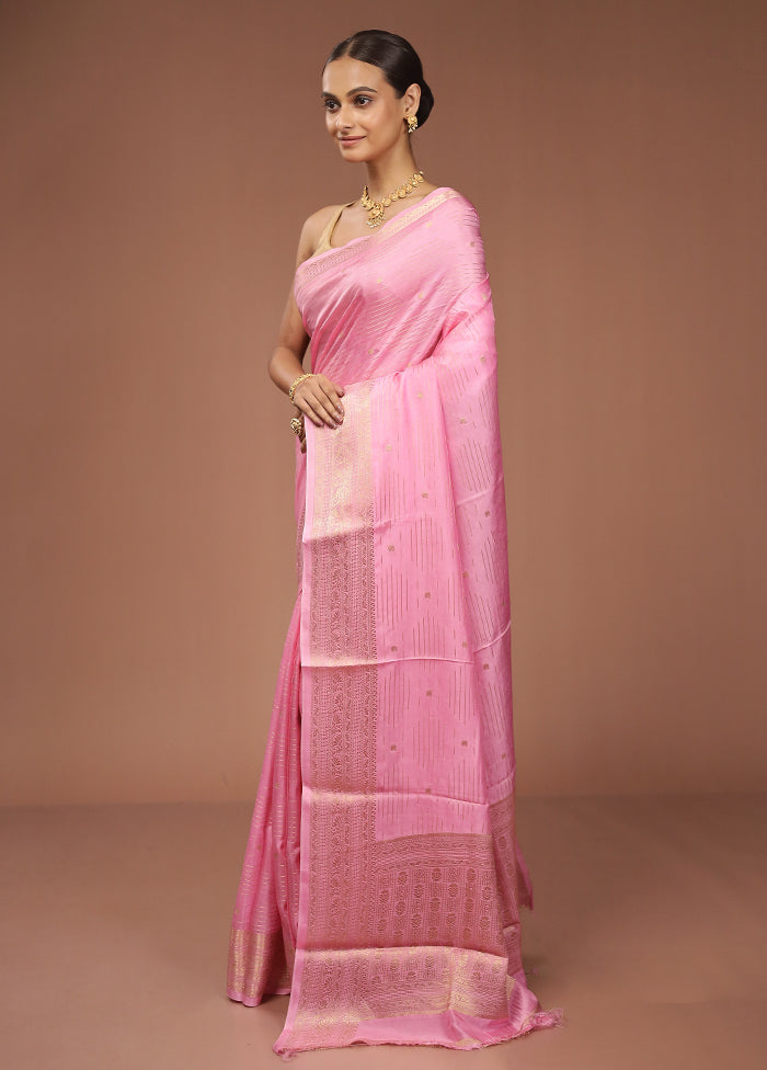 Pink Dupion Silk Saree With Blouse Piece