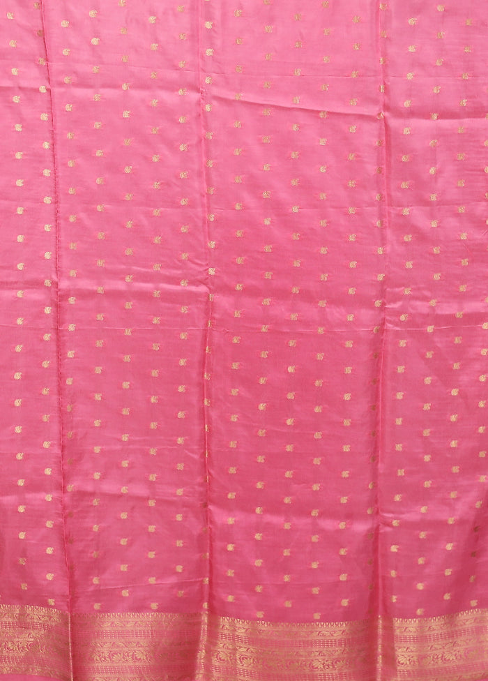 Pink Dupion Silk Saree With Blouse Piece