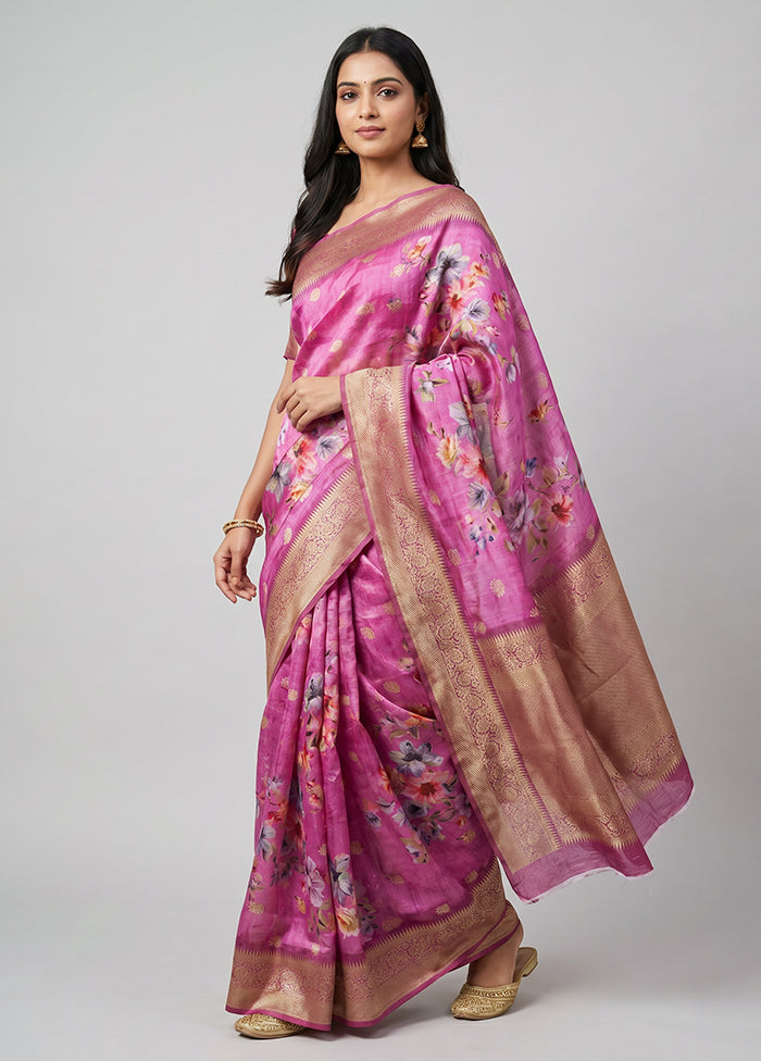 Pink Organza Saree With Blouse Piece