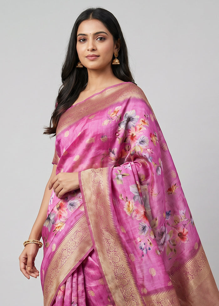 Pink Organza Saree With Blouse Piece
