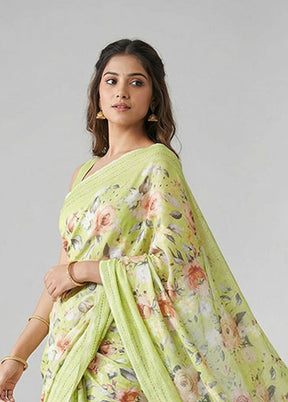 Green Tussar Silk Saree With Blouse Piece