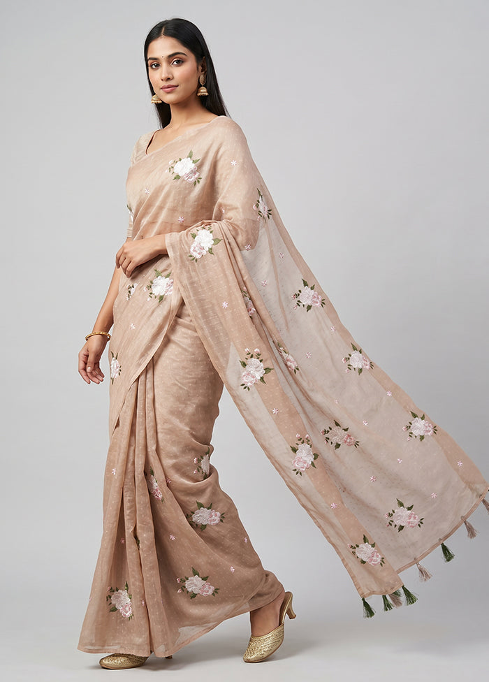 Pink Chiffon Silk Saree With Blouse Piece