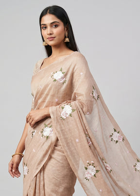 Pink Chiffon Silk Saree With Blouse Piece